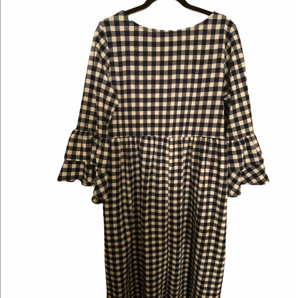 Blue and white jade Mackenzie ruffled sleeve dress
